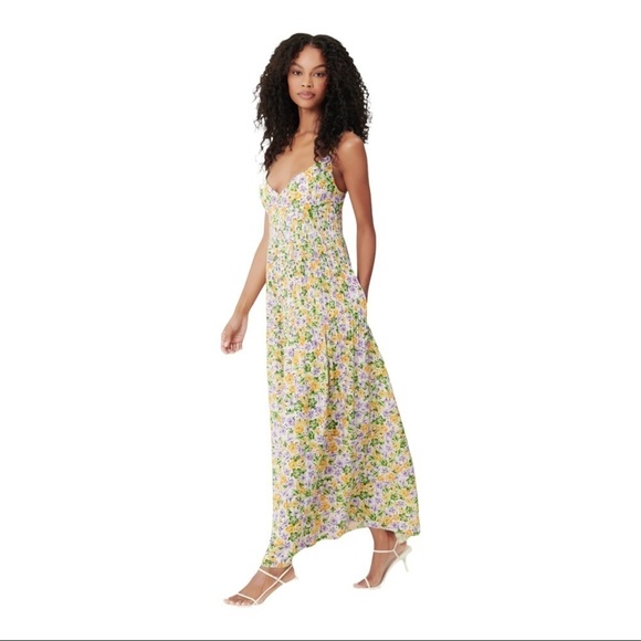 NWT NICHOLAS Susan Maxi Dress in Whistledown Floral Yellow Multi Size US 8 - Picture 5 of 15